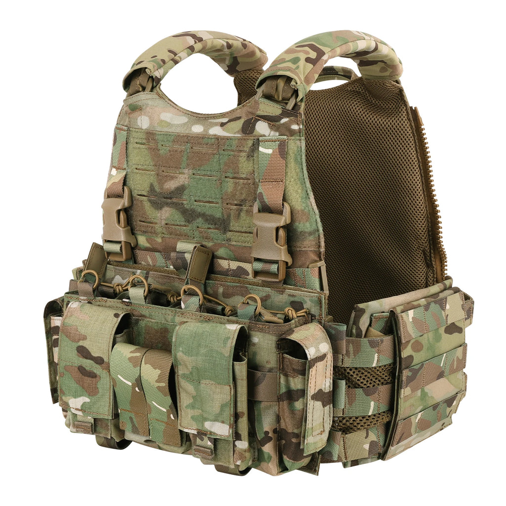 KRYDEX Tactical MOLLE Men SCARAB Plate Carrier Heavy Duty Modular Vest With MF IV Placard Mag Pouch For Airsoft Paintball