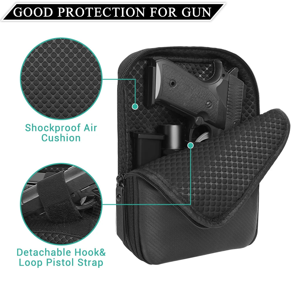 Concealed Carry Gun Bag Soft Sling Shoulder Bag Pistol Case Fanny Pack Waist Belt Firearms Bag with Holster for Handgun Pistol