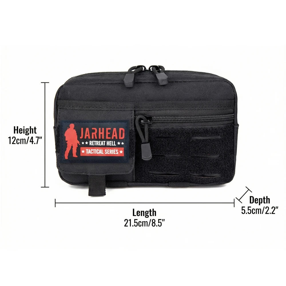 Tactical MOLLE EDC Pouch 600D Utility Nylon Water Resistant Admin Bag Organizer for Outdoor Hiking Camping Hunting Sports
