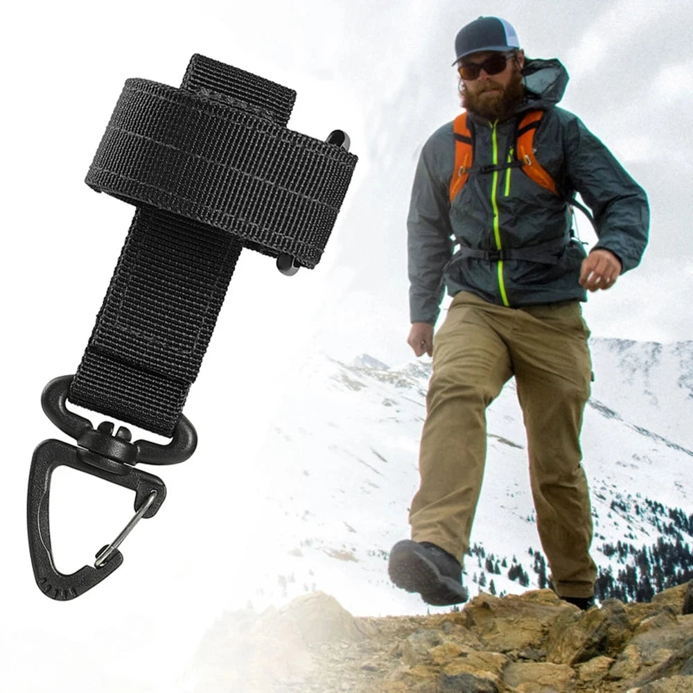 Multi-purpose Nylon Gloves Hook Climbing Rope Anti-lost Camping Hanging Buck Work Gloves Safety Clip Outdoor Tactical Gloves