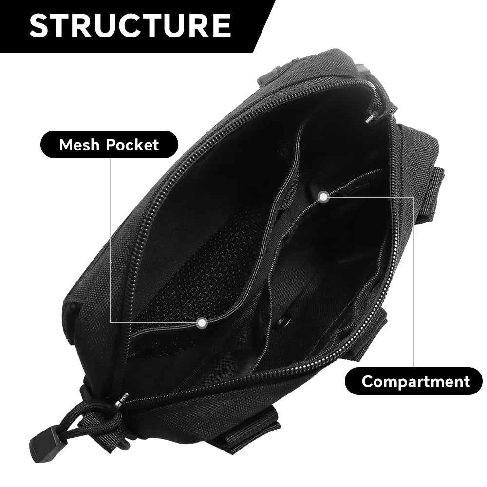 Tactical Molle Admin Pouch Compact Utility EDC Tool Bag Outdoor Phone Pouch Fanny Waist Pack Bag Belt Pouch Small First Aid Kit