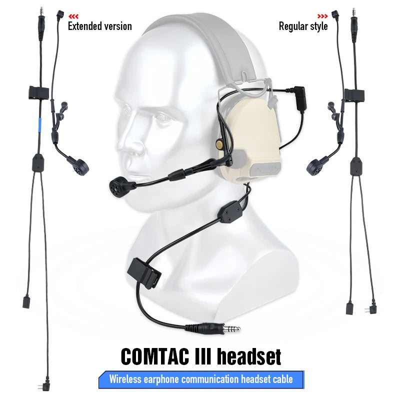 WADSN Tactical PPT push to talk Communication headset cable for C3 wiress version earphones 7.0 interface airsoft accessories