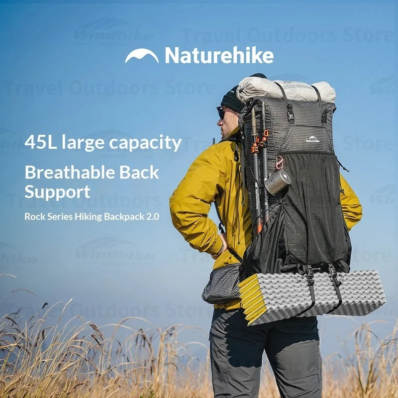Naturehike Rock 2.0 Hiking Backpack 30L/45L/60L Large Capacity with Rain Cover Professional Outdoor Travel Trekking Shoulder Bag