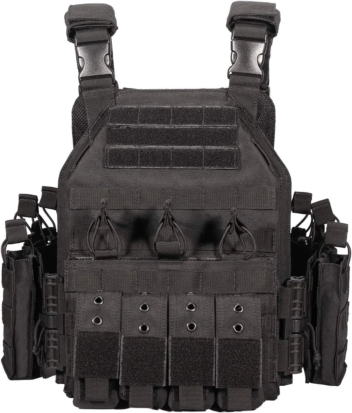600D Nylon Quick Release Tactical Vest with Multi-Magazine Pouches, Outdoor Hunting Airsoft Plate Carrier