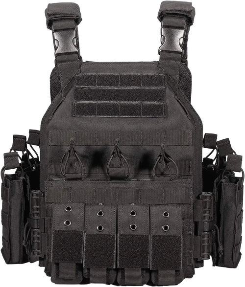 600D Nylon Quick Release Tactical Vest with Multi-Magazine Pouches, Outdoor Hunting Airsoft Plate Carrier