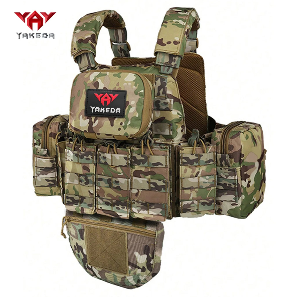 YAKEDA multifunctional modular hunting vest with adjustable and detachable shoulder straps, suitable for outdoor sports