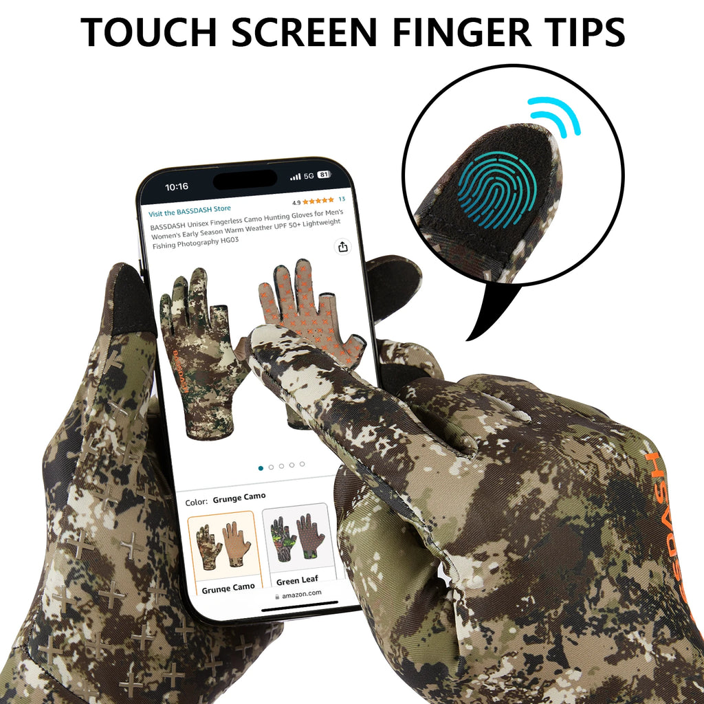 Men's Lightweight UPF 50+ Camo Hunting Gloves HG05