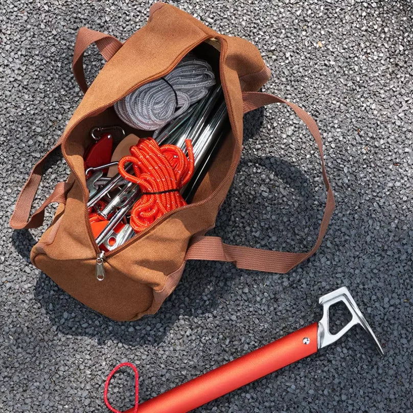 Camping Tools Storage Bag Large Capacity Cylinder Tent Stake Bag Lightweight Tent Peg Ground Nail Holder Bag for Outdoor Camping