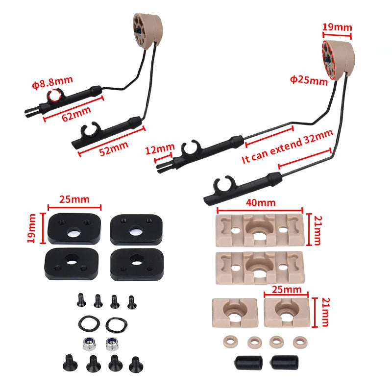 WADSN Sordin Tactical Headset Bracket 360° adjust Fast Headset Rail Suspension Adapter Mount MSA C2 Helmet Accessories