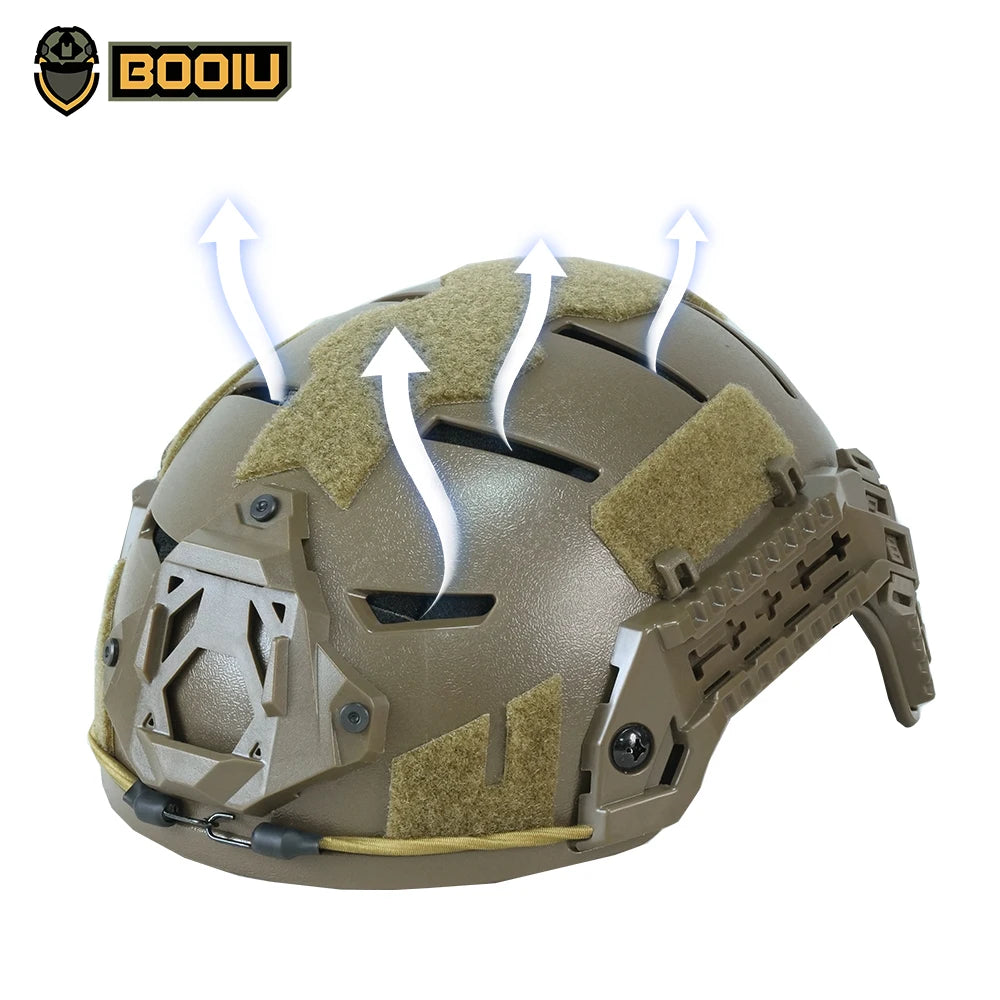 BOOIU New Tactical Helmet Iraqi ABS Kids Tactical Helmet Upgraded Rail with Side Slide Rope Adjustment 50-55cm Airsoft Helmet