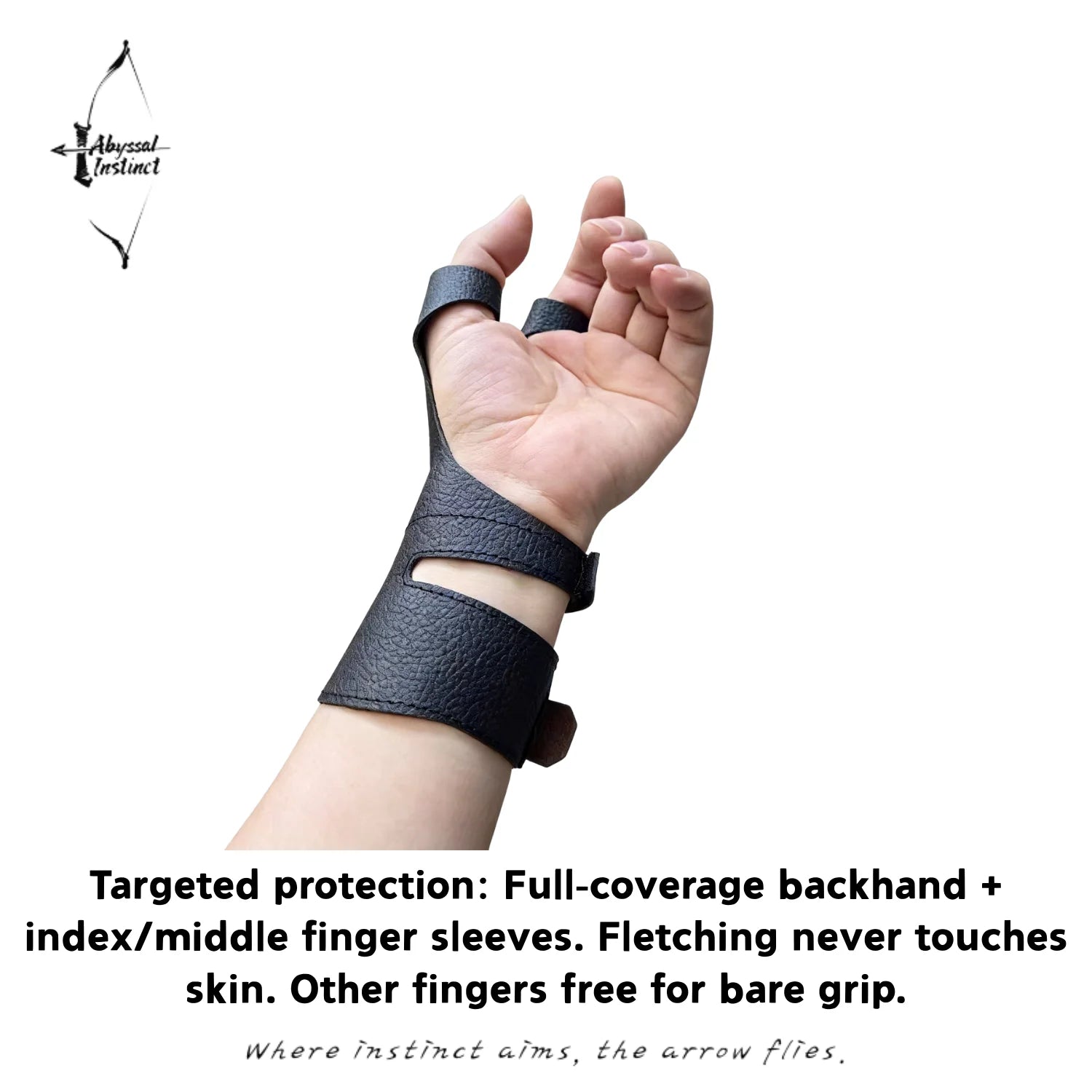 Traditional Archery, Bow Hand Guard, Fletching Cut Protection, Full-Grain Leather, Lightweight Breathable, Adjustable, Longbow,