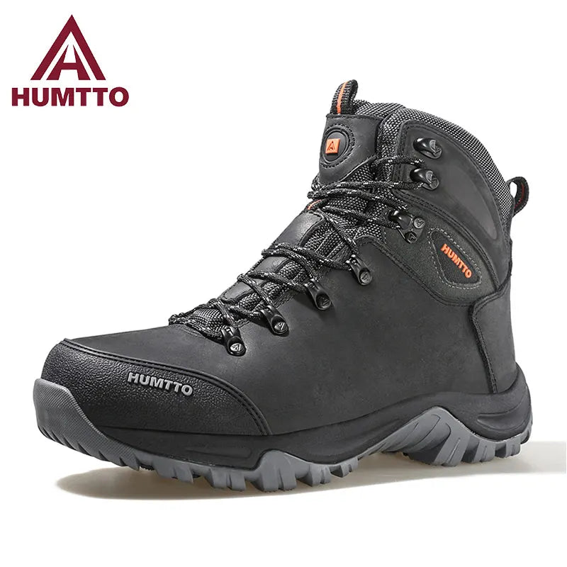 HUMTTO cowhide Waterproof Hiking shoes Men's Sneakers hunting Boots Tactical Desert Combat Ankle Male Women warm trekking Boots