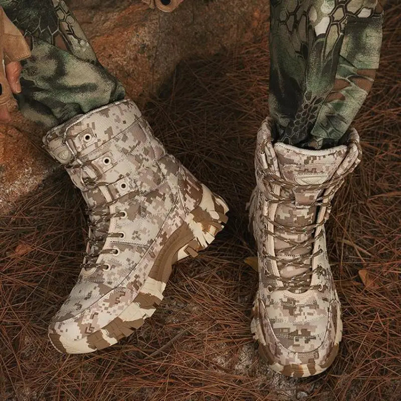 Outdoor Training Men Tactical Boots High-Top Desert Shoes Camouflage Combat Hunting Climbing Hiking Boots Size 39-47