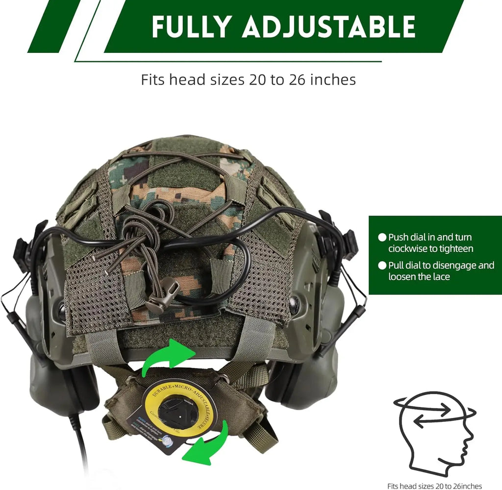 8in1 Upgraded Tactical Helmet Set with Adjustable Protective Helmet Headset Survival Signal Light NVG Model for Airsoft Cosplay