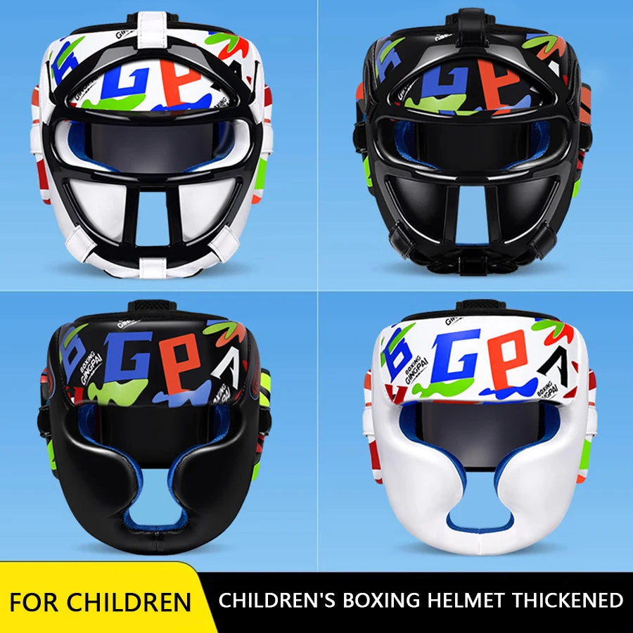 GINGPAI Kick Boxing Helmet Karate Muay Thai Guantes De Boxeo Free Fight Headgear MMA Head Guard Sanda Training Kids Equipment
