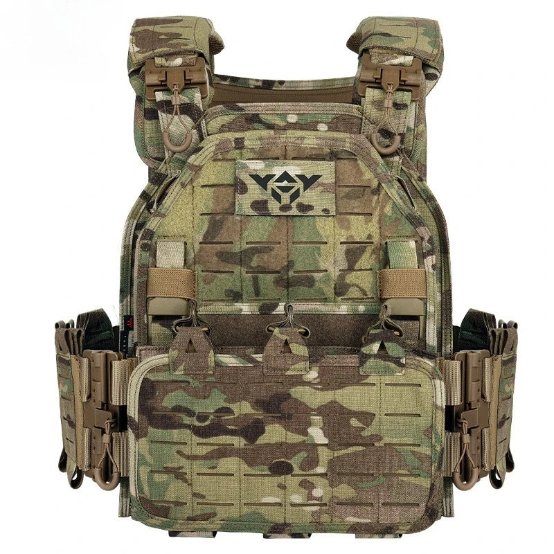 Lightweight Quick Release Camo Tactical Vest Breathable Mesh Multi-Pocket Field Training Combat Vest Durable Scratch Resistant