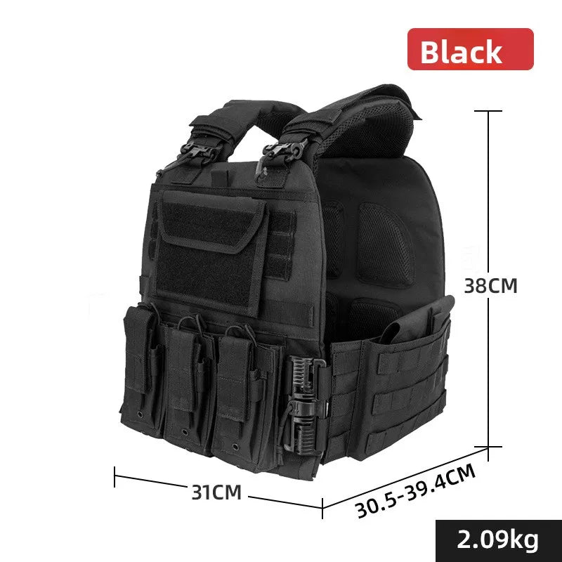 Quick Release Tactical Vest Multi Accessory Pouches Padded Plate Carrier For Airsoft Outdoor Training