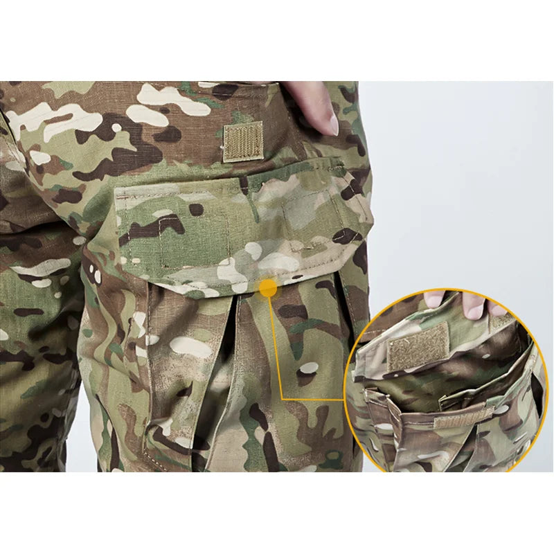 Men Combat Pants With Knee Pads Tactical Cargo Sport Trousers Camouflage Multicam Trekking Hunting Clothes