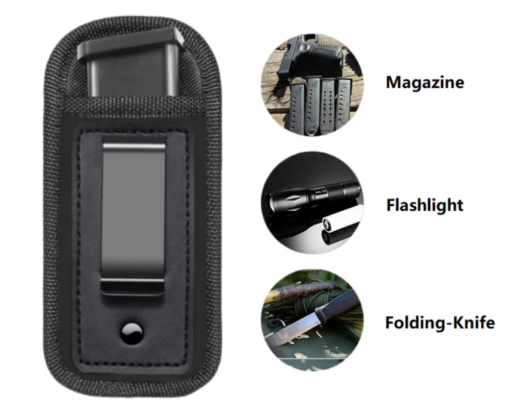 Nylon Magazine Pouch Holster, 9mm Pistol Concealed Carry Magazine Box with Clip