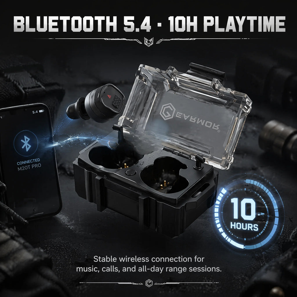 EARMOR M20T PRO Electronic Shooting Earmuffs Bluetooth 5.4 Noise Canceling Sound Amplification for Hunting Range