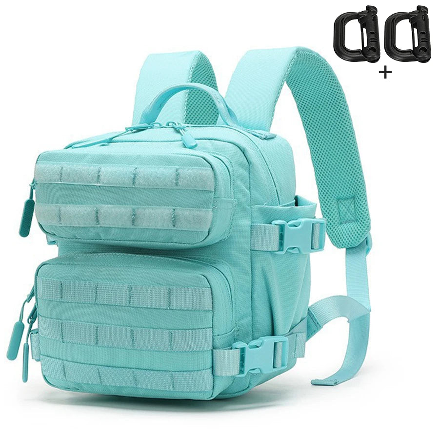 9L mini multi compartment backpack with MOLLE webbing and breathable mesh back panel for daily outdoor use