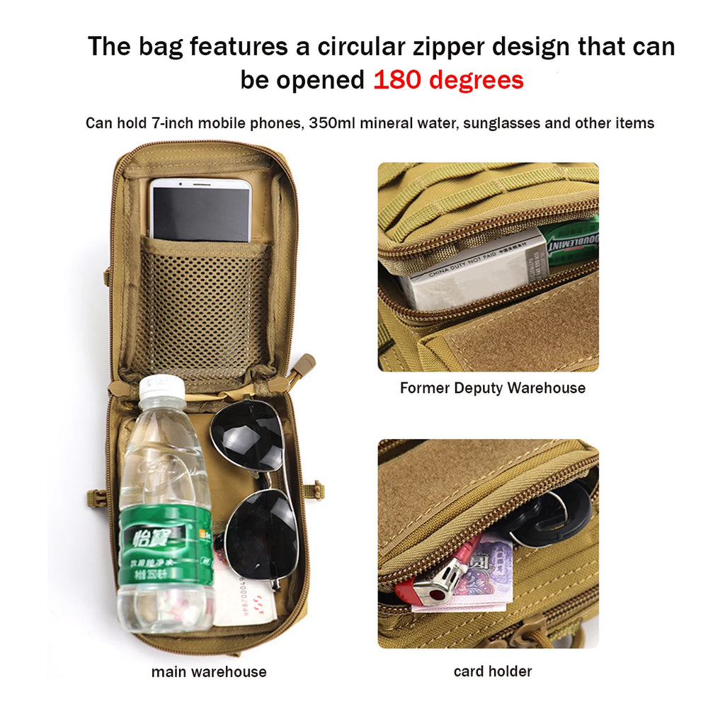 Outdoor crossbody bag with widened and adjustable shoulder straps, supporting hand-held, waist hanging, and backpack hanging