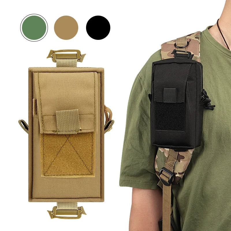 MOLLE-Compatible Shoulder Strap Bag | Multi-Function Outdoor Pouch | Phone Holder & Storage for Camping & Hiking Gear