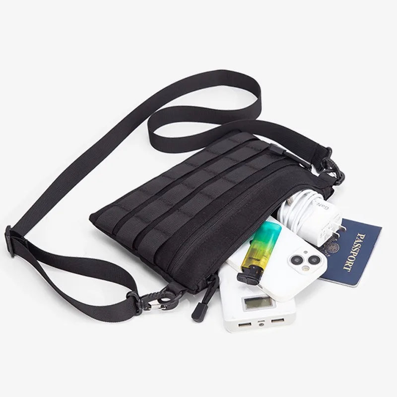 Tactical MOLLE Crossbody Bag 600D Nylon EDC Sling Shoulder Bag with Modular Webbing for Outdoor Hiking Daily Travel