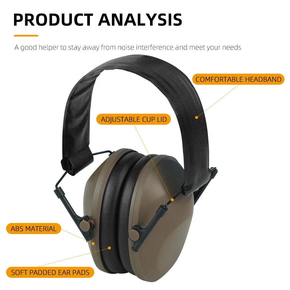 BOOIU Tactical Earmuffs Shooting Protection Hearing Earmuffs Adjustable Size Sleep Safety Noise-Proof Soundproof Headphones