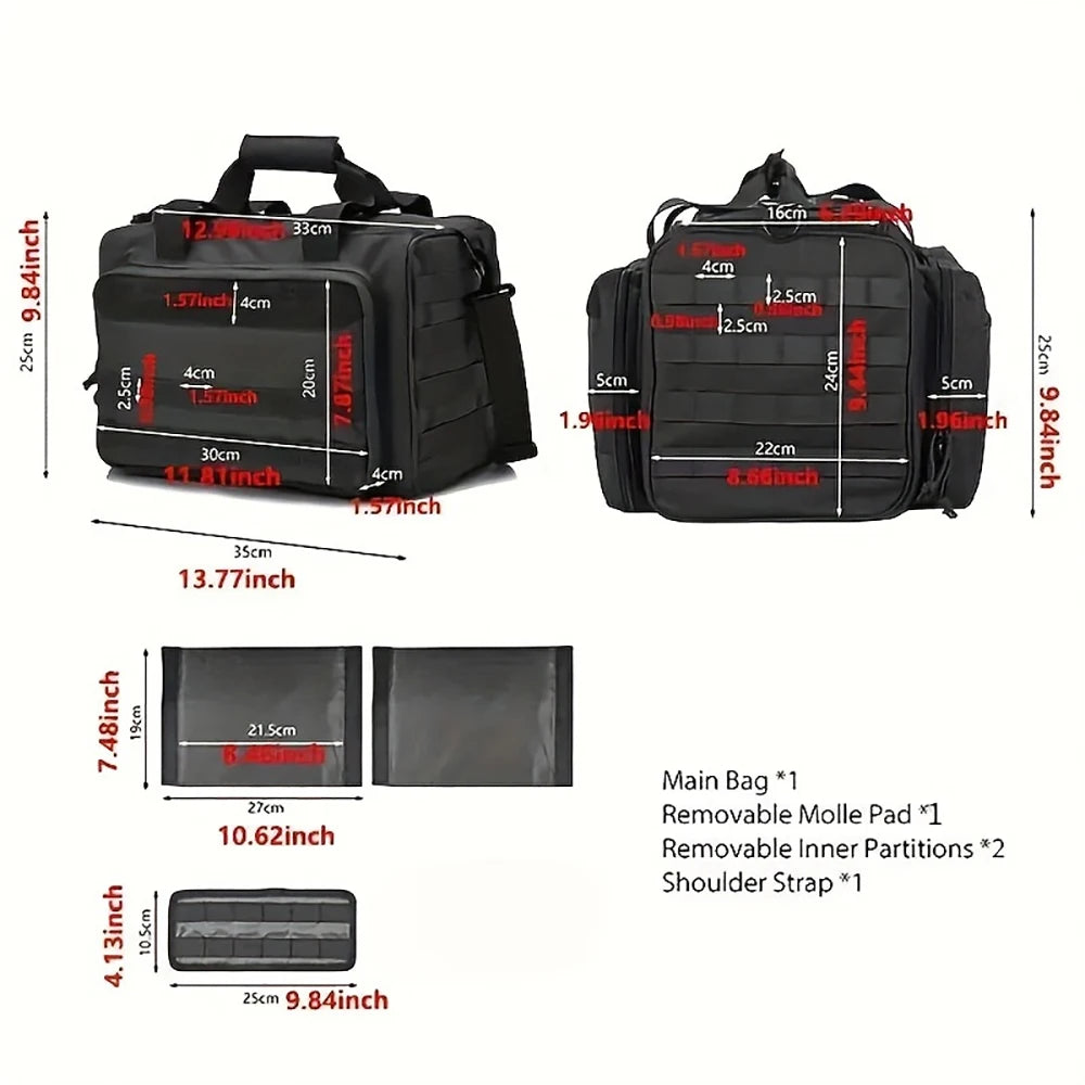 Gun Range Storage Bag Tactical Camping Molle Pouch Outdoor Sport Hunting Accessory Nylon Gun Case Bag Pistol Tool Shoulder Pack
