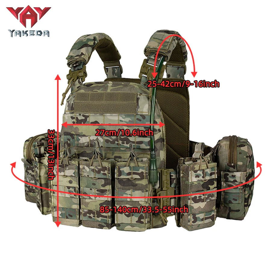YAKEDA multifunctional portable hunting vest with 1.5L water bag and built-in water bag compartment at the back