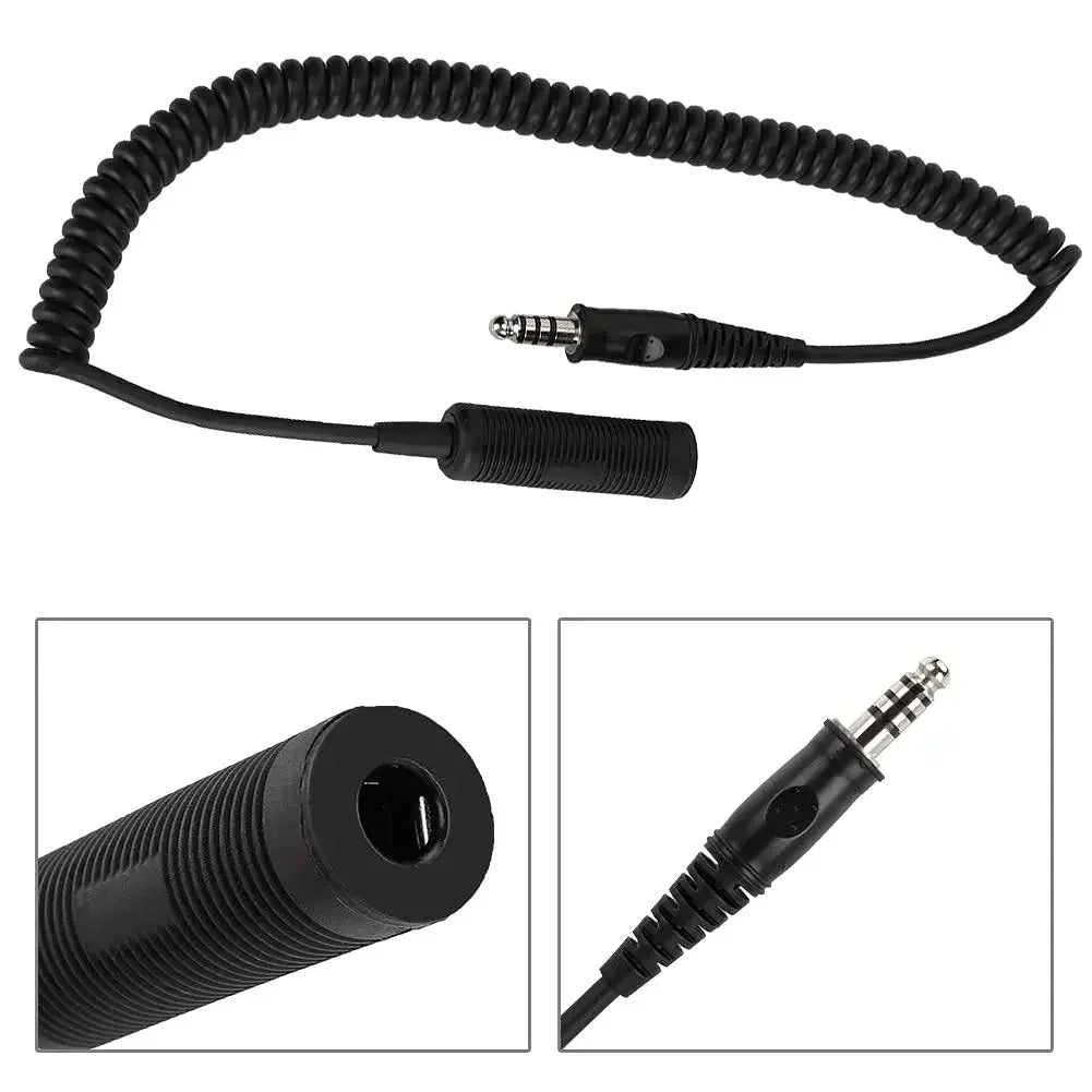 Ts Tac-Sky Military U-174/U Plug Adapter Tactical Headset Extension Cable Standard  For Comta I Ii Iii /Sordin Headset