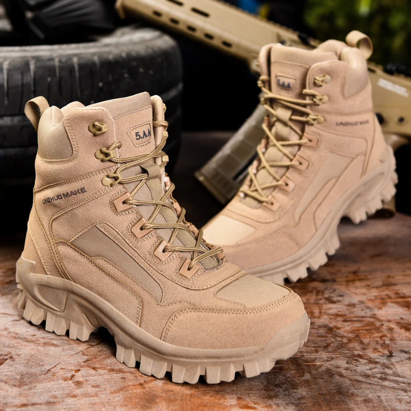 Mens Climbing Boots Training Wear-resistant Sports Outdoor Camping Fishing Anti Slip Thickened Anti Puncture Sole Hiking Shoes