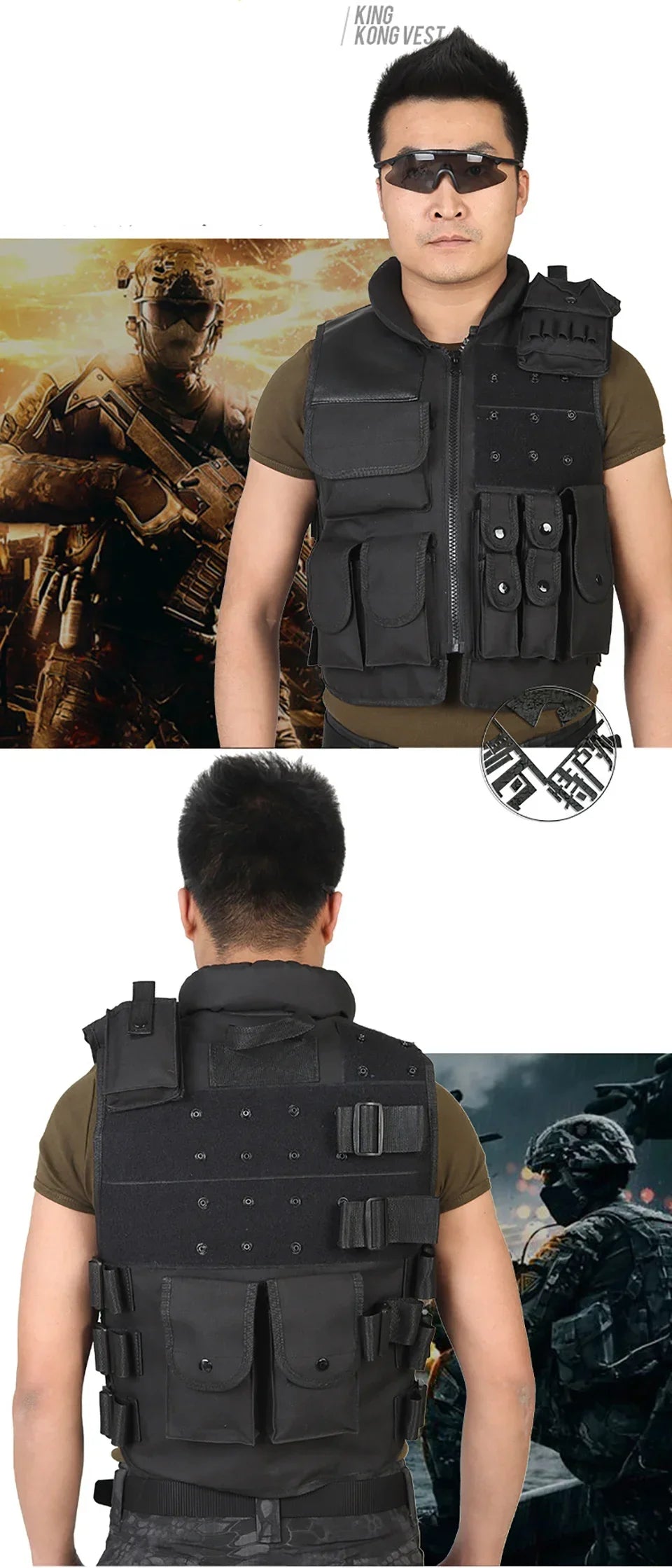 Hunting  Tactical Vest Unisex Black  Vest High Quality CS Paintball Molle Protective Hiking Vest  Equipment
