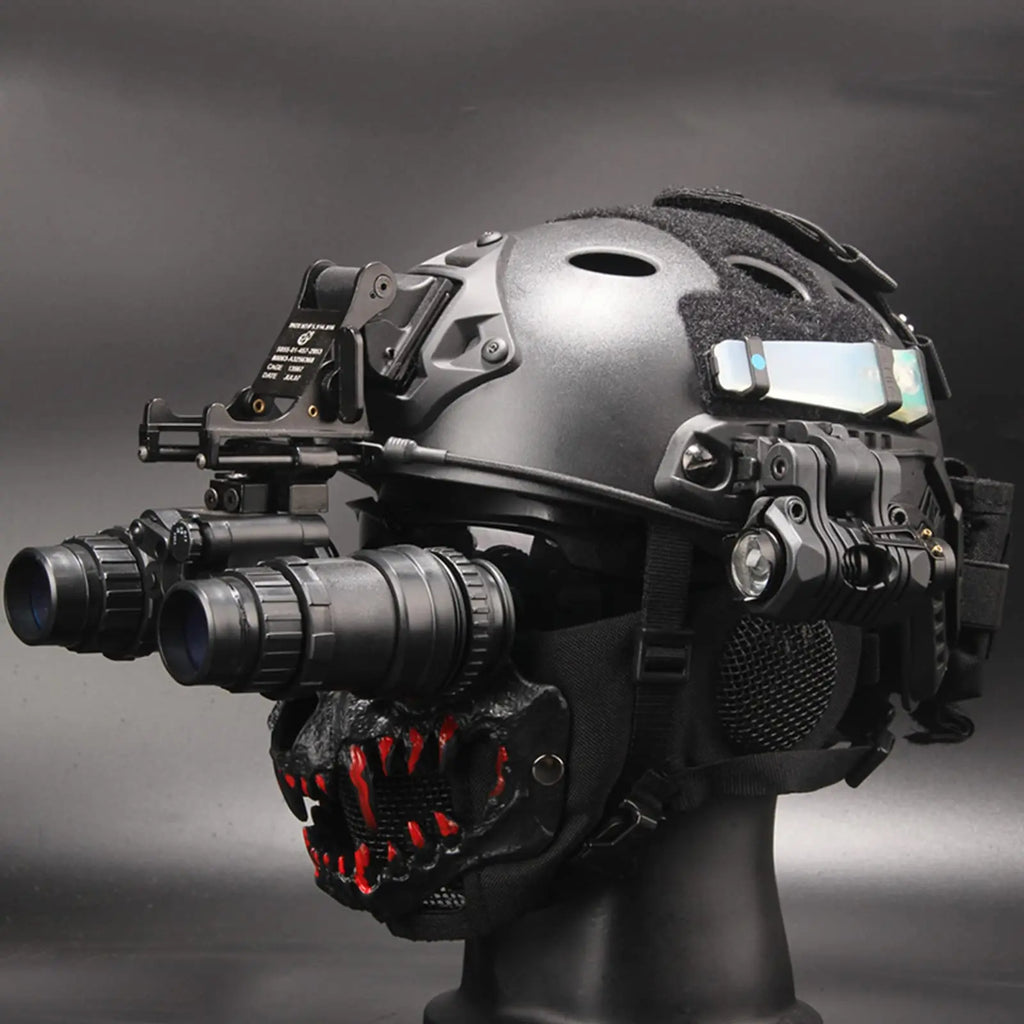 Tactical Helmet Set With Mask Airsoft Goggles Helmet Light Binocular NVG Mount Flashlight For Cs Game Hunting Halloween Cosplay