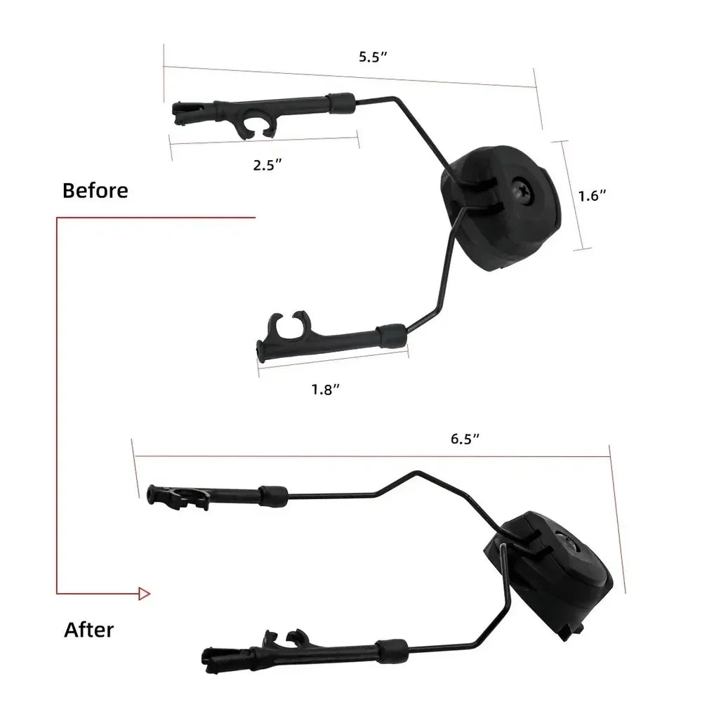 Tactical Adapter Set for Fast Ops Core ARC Rail Helmet - Headset Bracket Fit  for Comtac II Noise Cancelling Headset