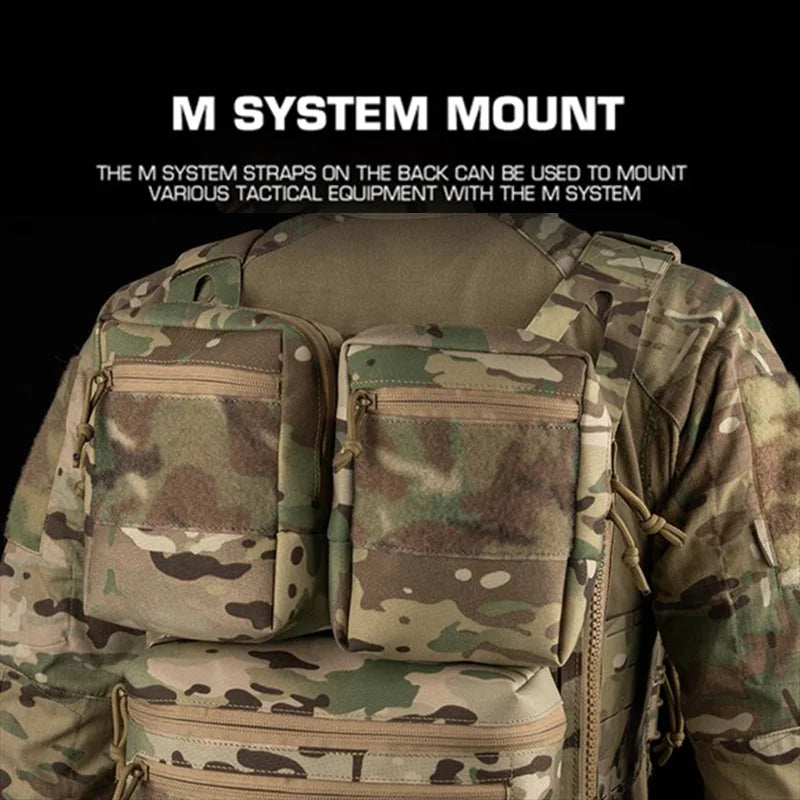 Large Capacity Extended Height MOLLE Pouch Fabric Fastener Design Belt Vest and Gear Panel Mount Outdoor Equipment Storage