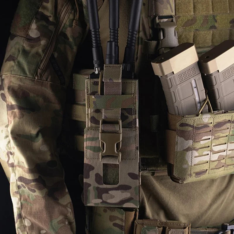 Quick Release Radio Carrier Universal MOLLE Platform Mount Nylon Lightweight Pouch for PRC Series Walkie Talkies Outdoor Airsoft