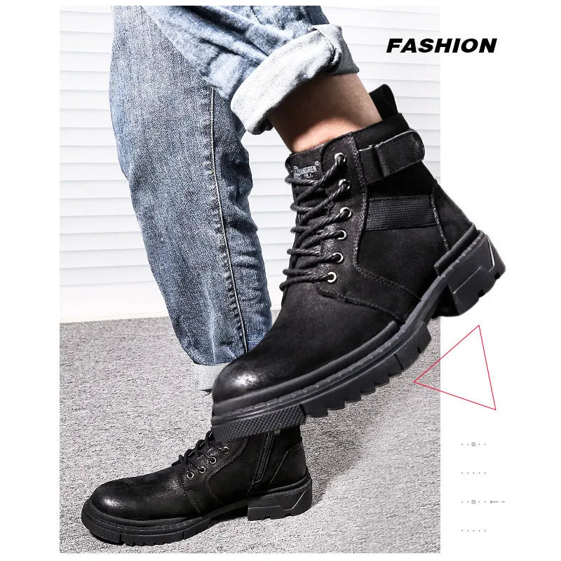Cow Leather Hiking shoes Men's breathable hunting Boots Tactical Desert Combat Male trekking Women black Sneakers Ankle Boots