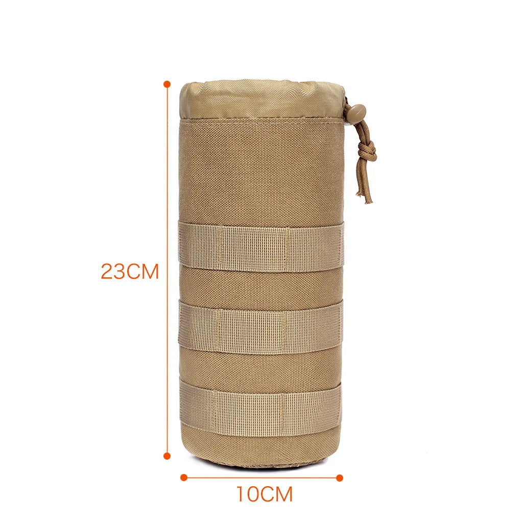 Tactical Molle Water Bottle Bag Outdoor Hiking Camping Drawstring Holder Multifunction Bottle Storage Pouch Pocket