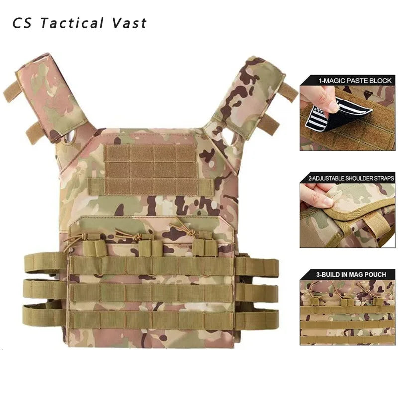 Outdoor Hunting Body Armor JPC Molle Plate Carrier Vest Combat Protection 600D Nylon Camo Tactical Vest CS Hunting Waistcoat