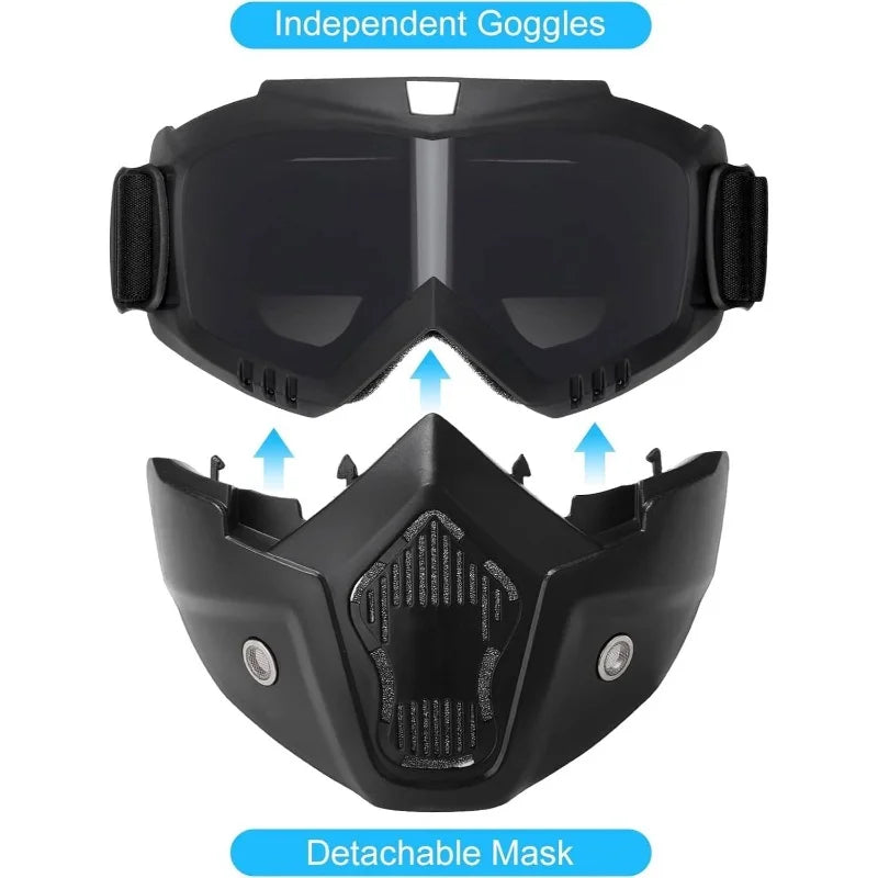 Tactical Full Face Helmet FAST ABS with Detachable Goggles & NVG Bracket, Airsoft CS Military Protective Mask Gear for Outdoor W