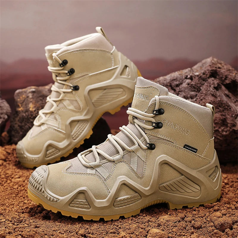 Mens Hiking Boots Outdoor Mountain Desert Walking Non Slip Stability Grip Autumn Winter Outdoor Sports High Top Boots for Man