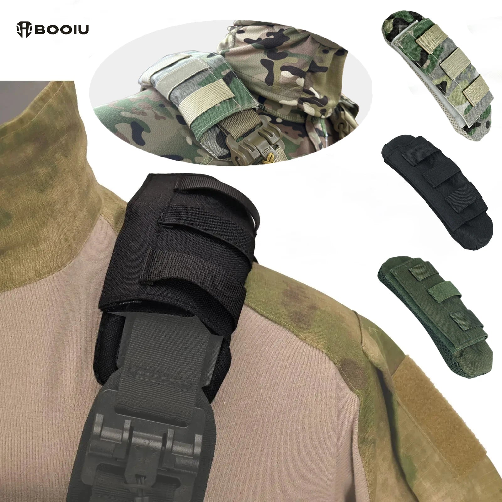 BOOIU Tactical Shoulder Pad Comfort Cushion Mesh Padded Oxford Cloth Tactical Vest Strap For FCPC JPC Hiking Backpack Strap Pad