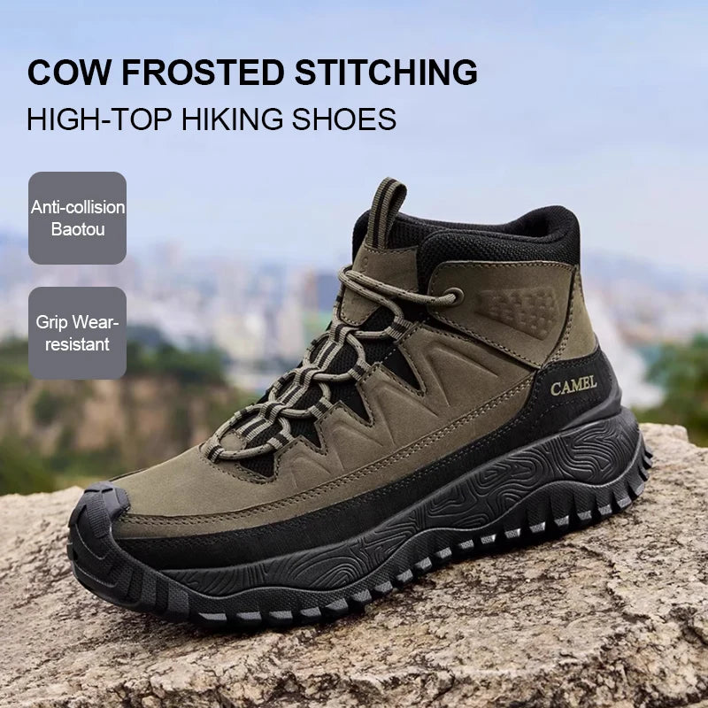 GOLDEN CAMEL Men's High-top Hiking Shoes Anti-slip Wear-resistant Mountaineering Boots Casual Sports Shoes for Men 2025 Winter