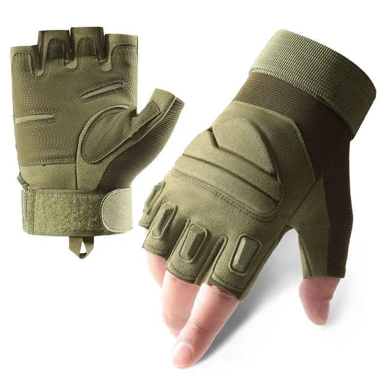 CHRLCK Men's Half Finger Cycling Tactics Gloves Wear-resistant Motorcycle Gloves Anti-Scratch Riding FiShing Training Gloves