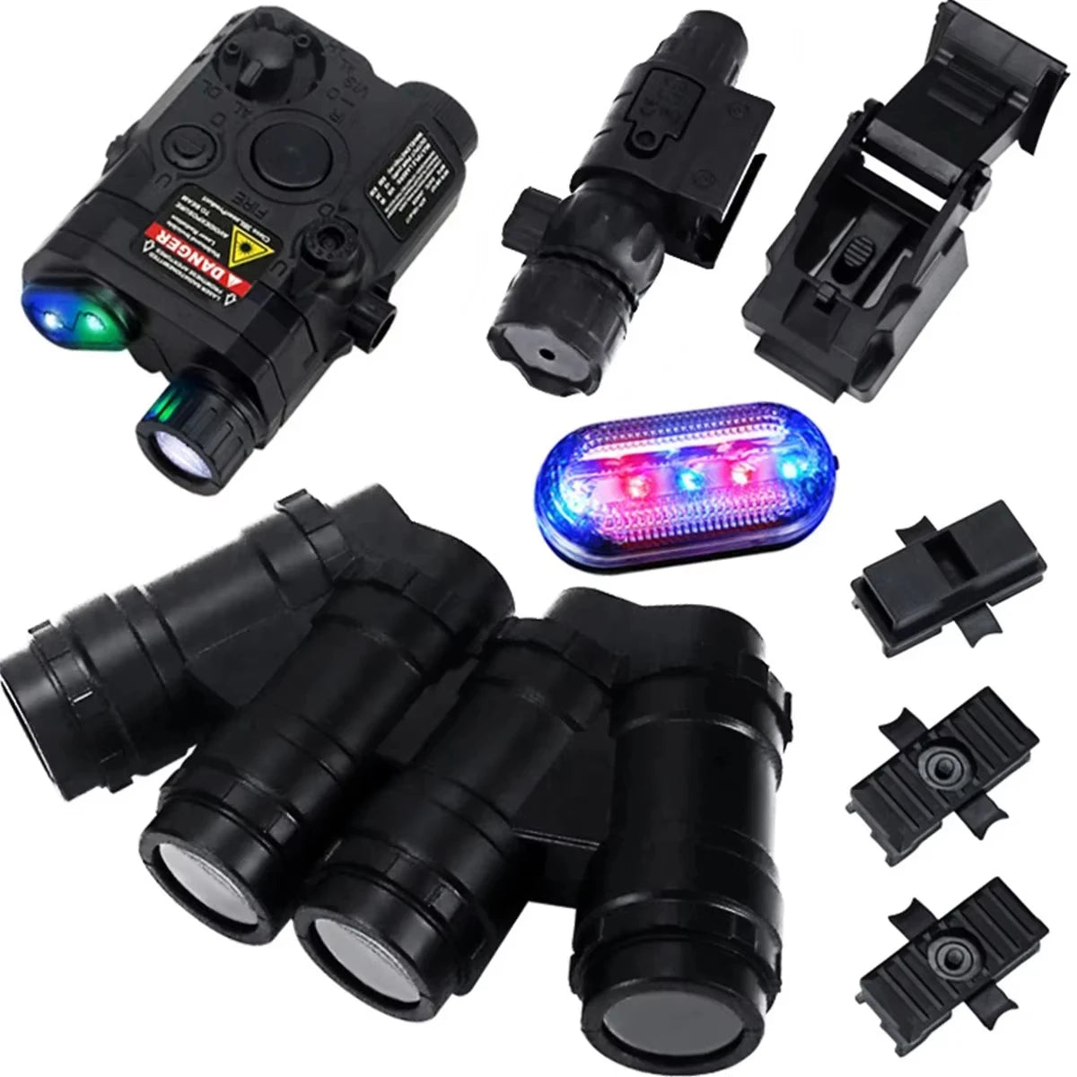 Tactical MICH Children's Helmet Set with Four-Eye Night Vision Goggles Model Strobe Light Infrared Flashlight for Boy Kids Gift