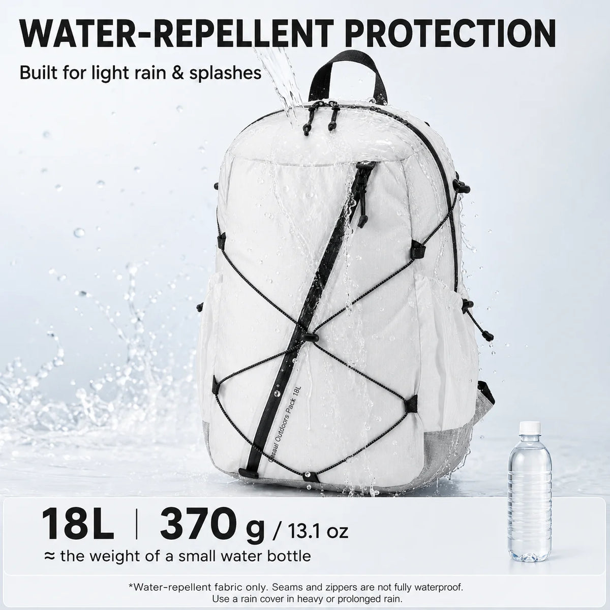 Ultralight Hiking Backpack 18L Sailcloth Fabric FIBERMAX44 Waterproof Anti-tear Trek Rucksack for Camping Sports Travel Unisex