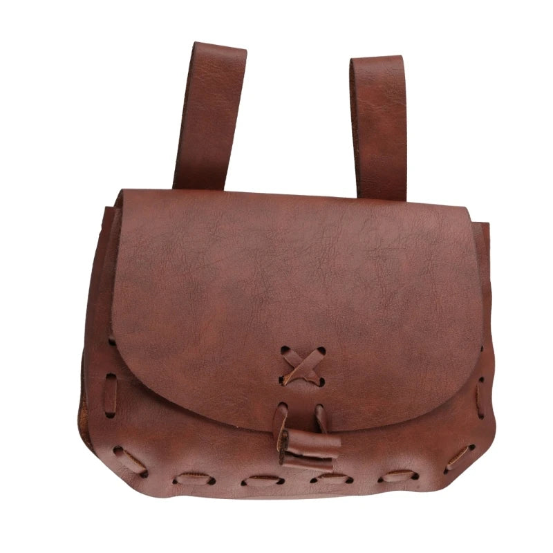 Medieval Renaissance Style Waist Bag Retro PU Leather Viking Pouch Coin Purse Dice Bag For Men Women Larp Cosplay Props