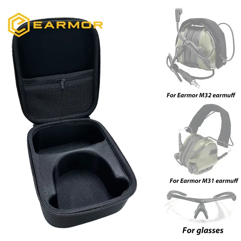 Hard Storage Travel Case for Electronic Shooting Earmuffs Compatible Earmor Hearing Protection Shooter Safety Eyewear Glasses